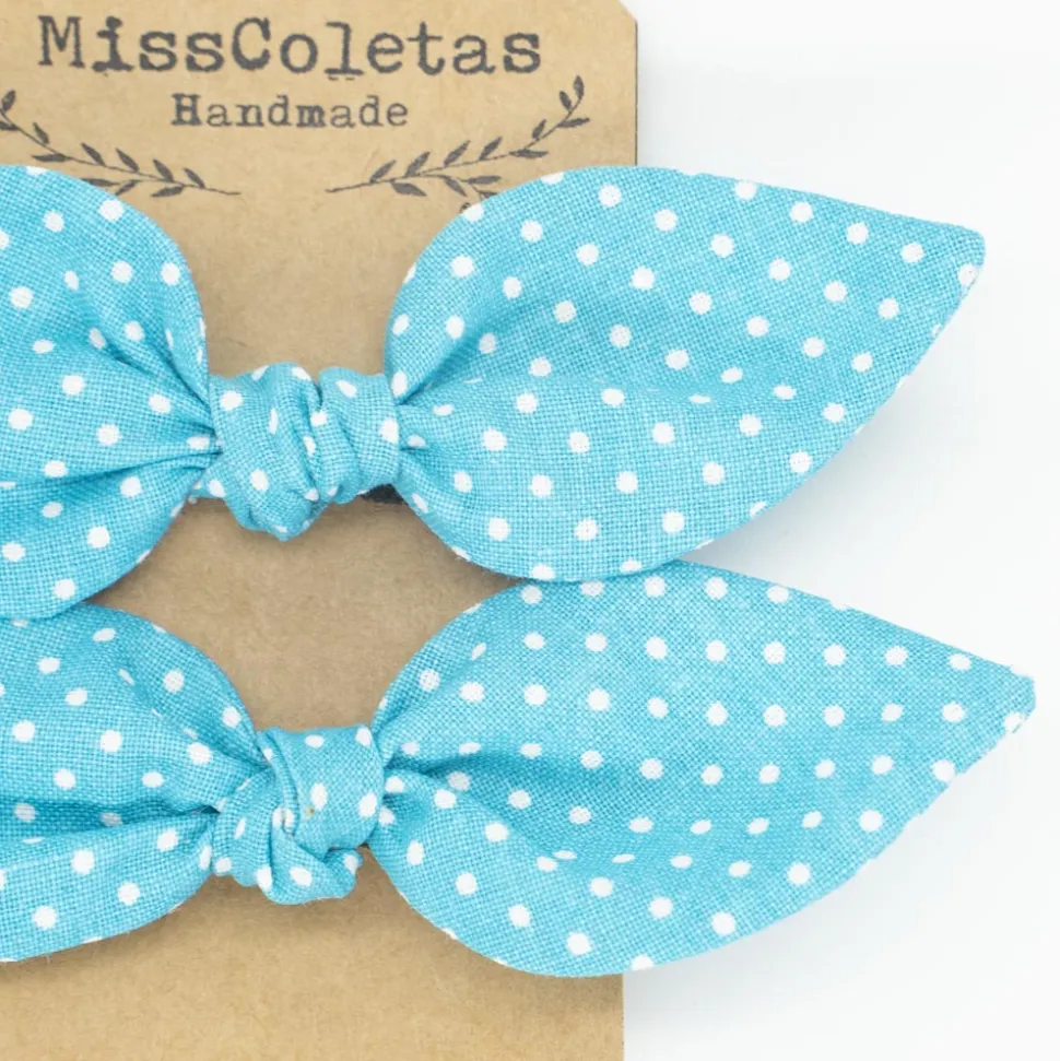 Pack de 2 minicoleteros lazo azul topos