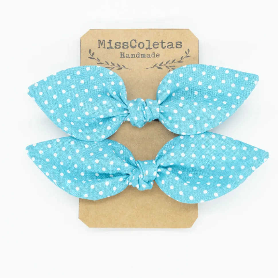 Pack de 2 minicoleteros lazo azul topos