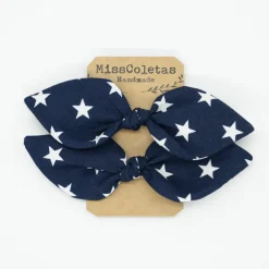 Pack de 2 minicoleteros lazo azul marino estrellas