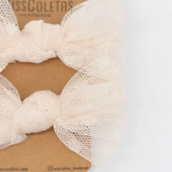 Pack de 2 minicoleteros lazo de tul beige