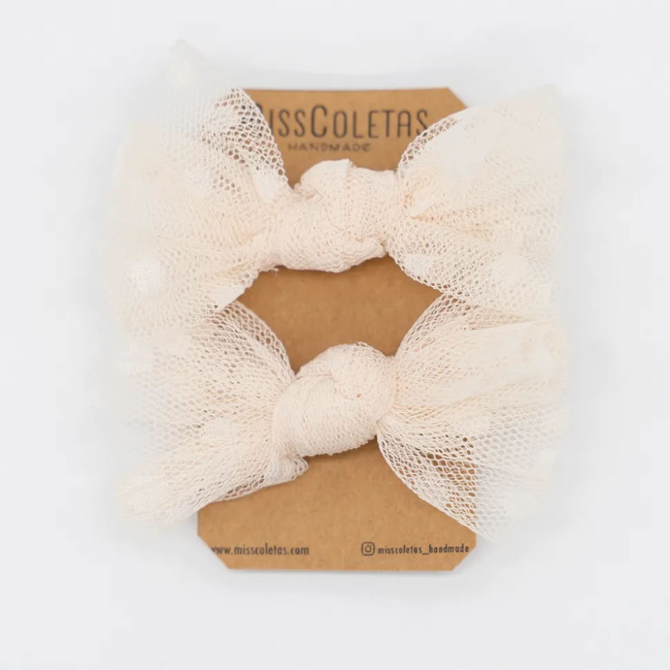 Pack de 2 minicoleteros lazo de tul beige