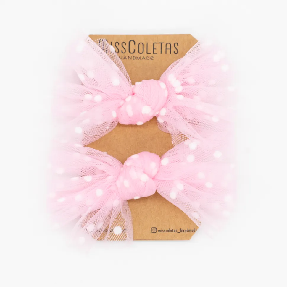 Pack de 2 minicoleteros lazo de tul rosa