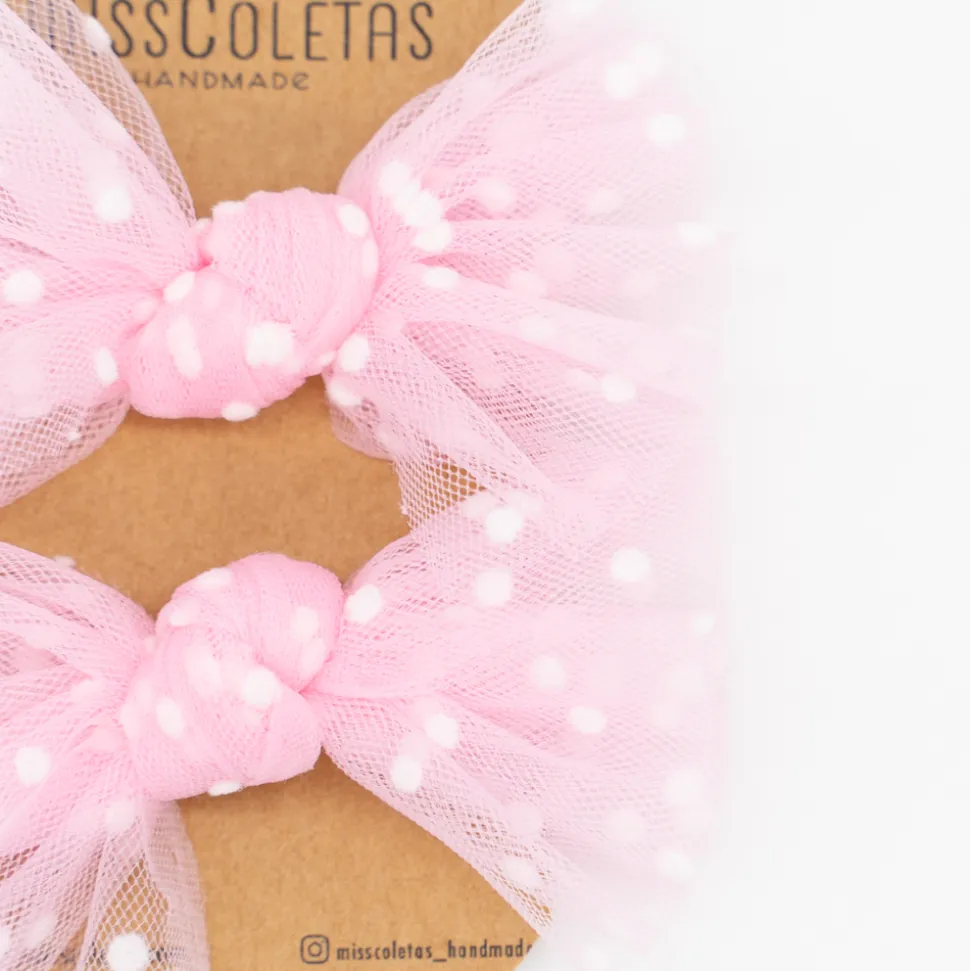 Pack de 2 minicoleteros lazo de tul rosa
