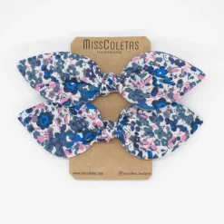 Pack de 2 minicoleteros lazo flores azul marino