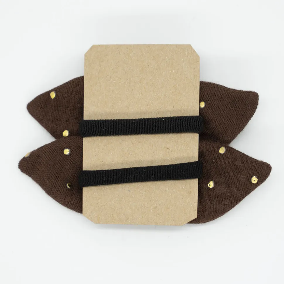 Pack de 2 minicoleteros lazo marrón topos oro