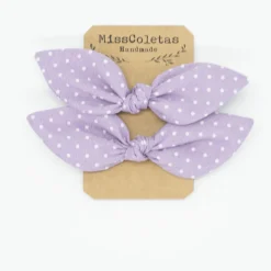 Pack de 2 minicoleteros lazo malva topos