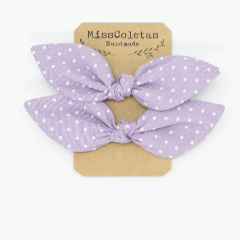 Pack de 2 minicoleteros lazo malva topos