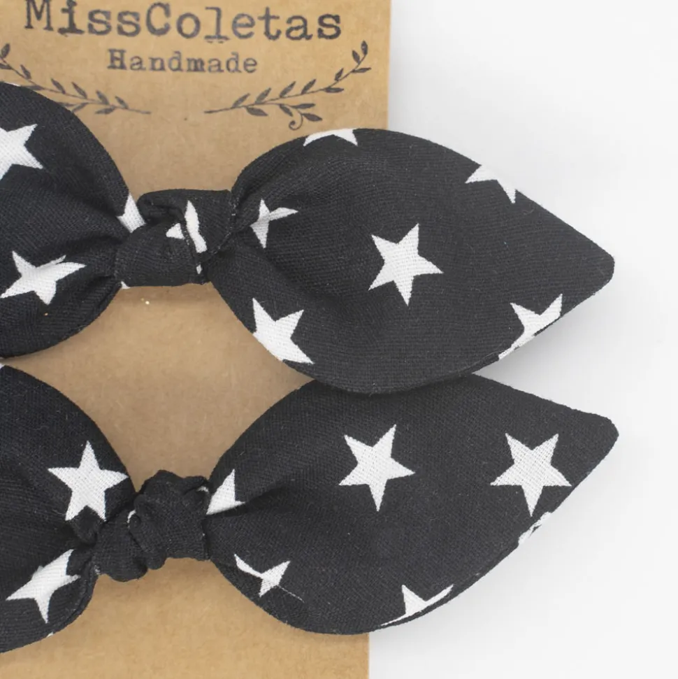 Pack de 2 minicoleteros lazo negro estrellas