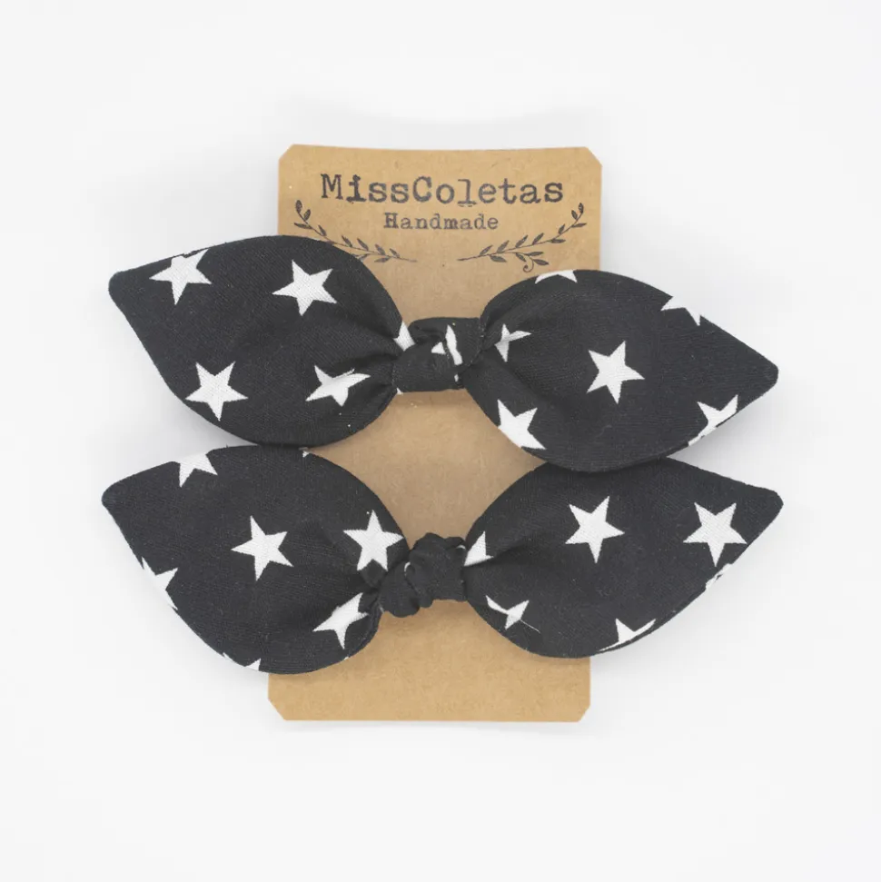 Pack de 2 minicoleteros lazo negro estrellas