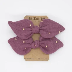 Pack de 2 minicoleteros lazo purpura topos oro