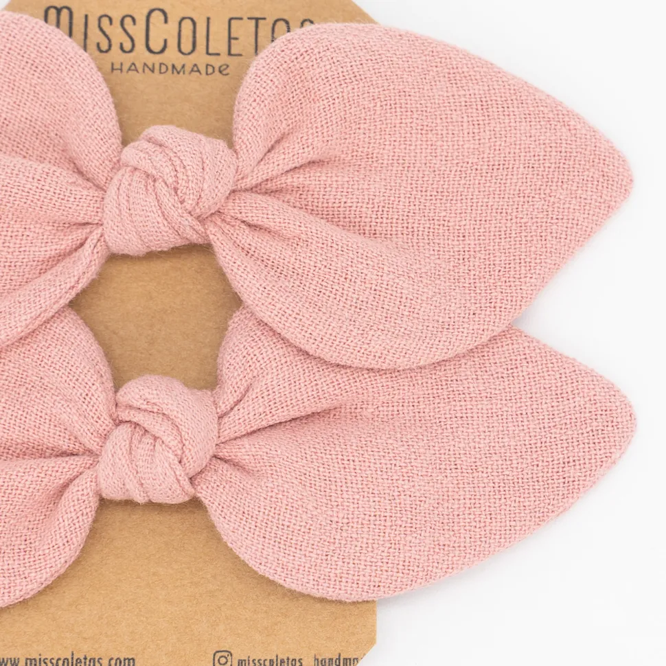 Pack de 2 minicoleteros lazo rosa rústico