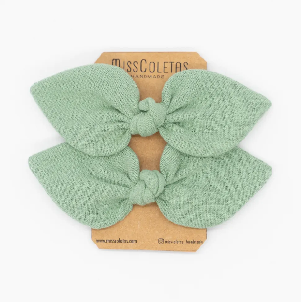 Pack de 2 minicoleteros lazo verde musgo rústico