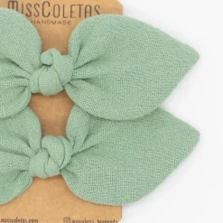Pack de 2 minicoleteros lazo verde musgo rústico