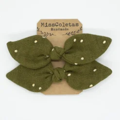 Pack de 2 minicoleteros lazo verde topos oro
