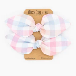 Pack de 2 minicoleteros lazo vichy tricolor