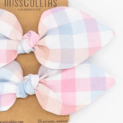 Pack de 2 minicoleteros lazo vichy tricolor