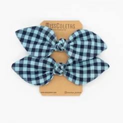 Pack de 2 minicoleteros lazo vichy bicolor azul