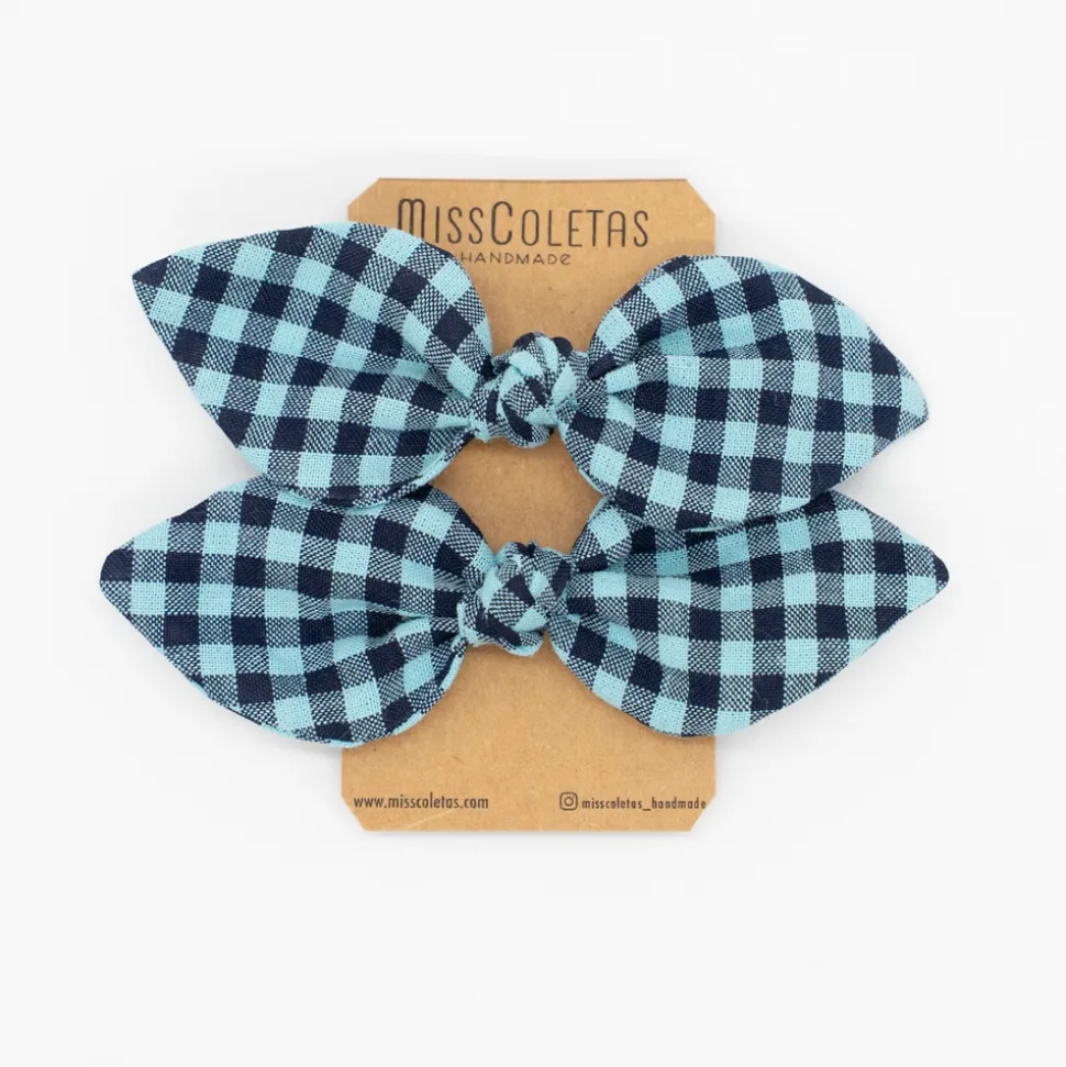 Pack de 2 minicoleteros lazo vichy bicolor azul