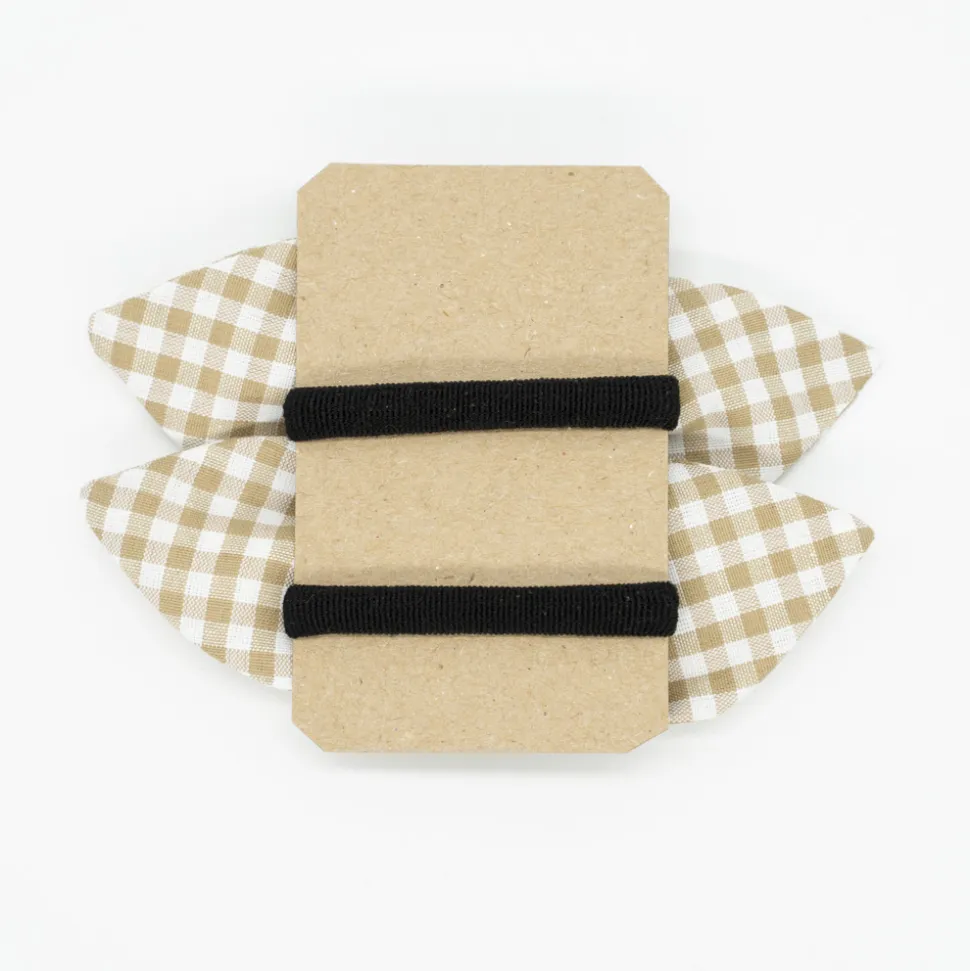 Pack de 2 minicoleteros lazo vichy beige tostado