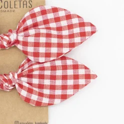 Pack de 2 minicoleteros lazo vichy pequeño rojo