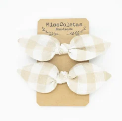 Pack de 2 minicoleteros lazo vichy beige