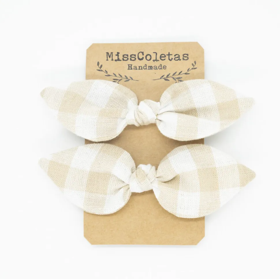 Pack de 2 minicoleteros lazo vichy beige