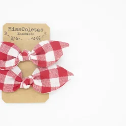Pack de 2 minicoleteros lazo vichy rojo