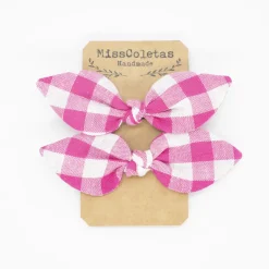 Pack de 2 minicoleteros lazo vichy fucsia