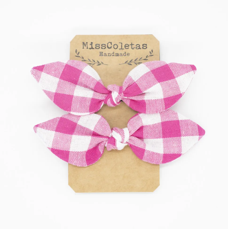 Pack de 2 minicoleteros lazo vichy fucsia