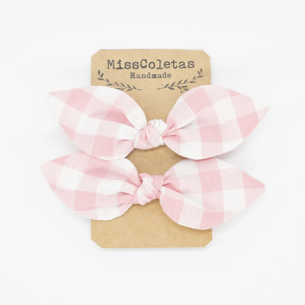 Pack de 2 minicoleteros lazo vichy rosa