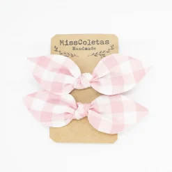 Pack de 2 minicoleteros lazo vichy rosa