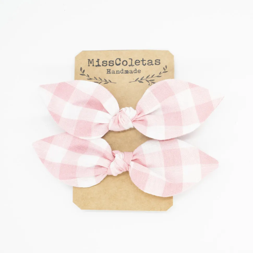Pack de 2 minicoleteros lazo vichy rosa