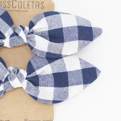 Pack de 2 minicoleteros lazo vichy azul marino