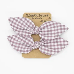 Pack de 2 minicoleteros lazo vichy malvarrosa