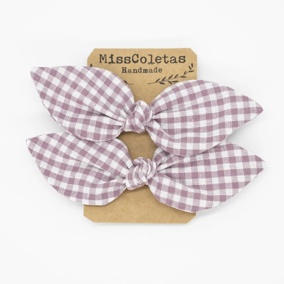 Pack de 2 minicoleteros lazo vichy malvarrosa