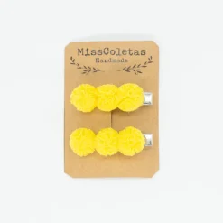 Pack de 2 pincitas pompón amarillo