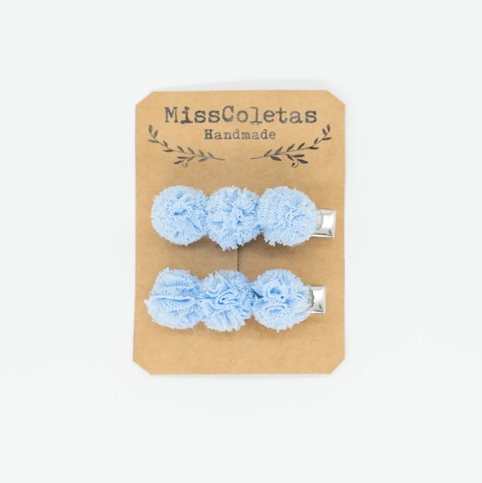 Pack de 2 pincitas pompón azul celeste