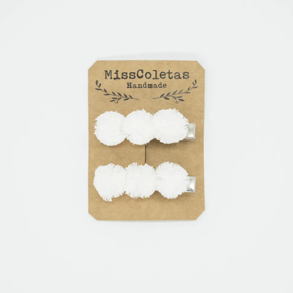 Pack de 2 pincitas pompón blanco