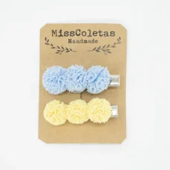 Pack de 2 pincitas pompón combinado amarillo