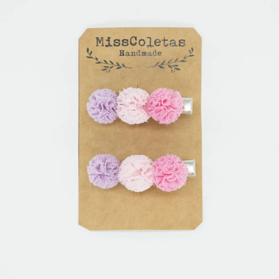 Pack de 2 pincitas pompón fucsia