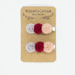Pack de 2 pincitas pompón granate
