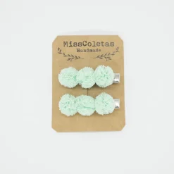 Pack de 2 pincitas pompón verde mint
