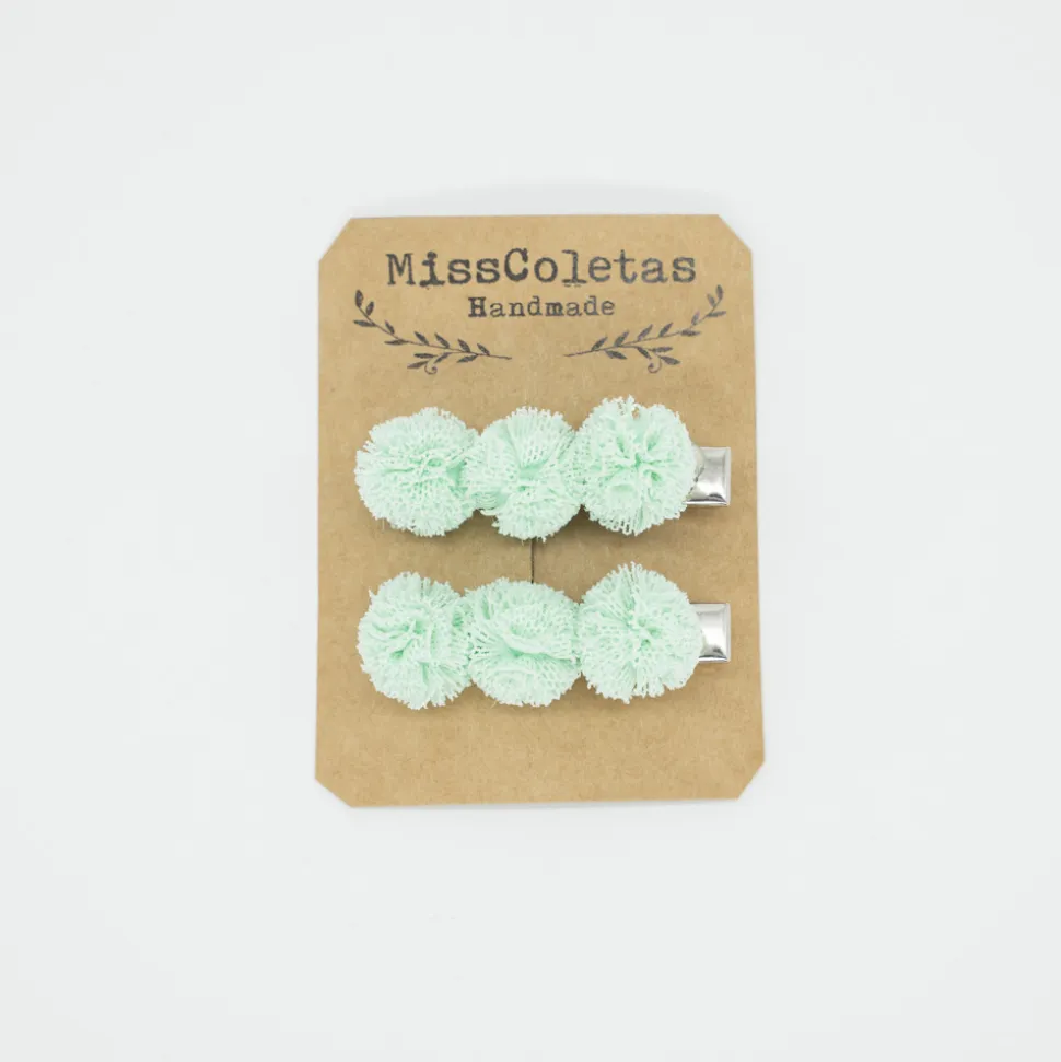 Pack de 2 pincitas pompón verde mint