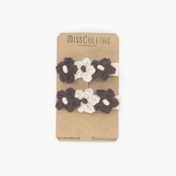 Pack de 2 pinzas crochet flores chocolate