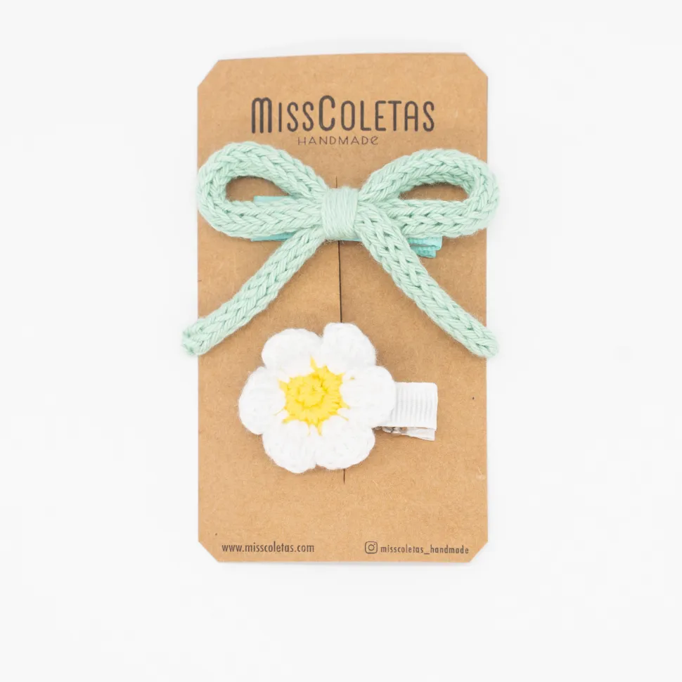 Pack de 2 Pinzas crochet lazo y margarita