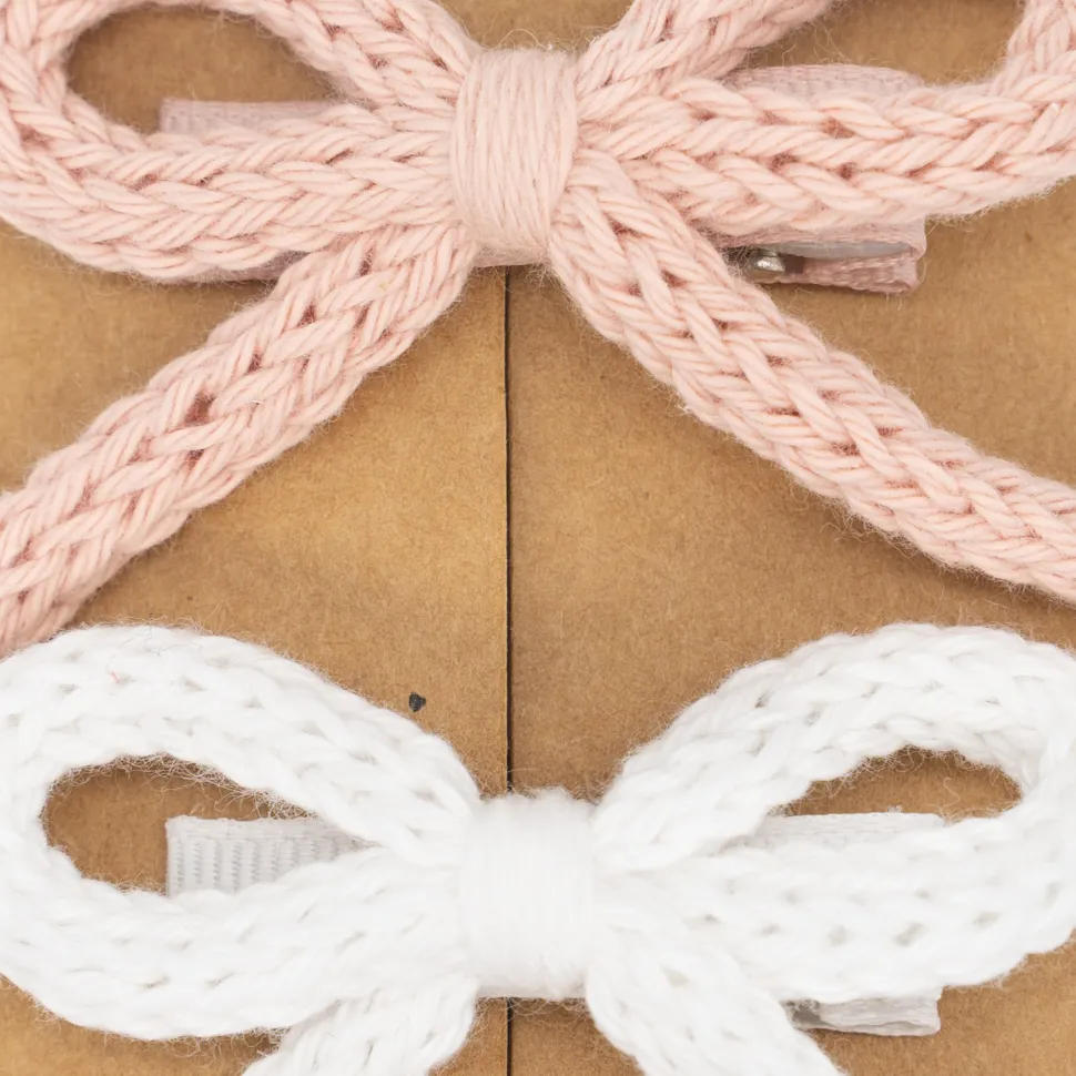 Pack de 2 Pinzas Lazo Cordón Crochet combinado blanco