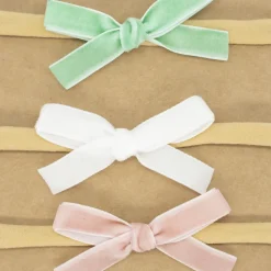 Pack diademas bebé lazo terciopelo pastel