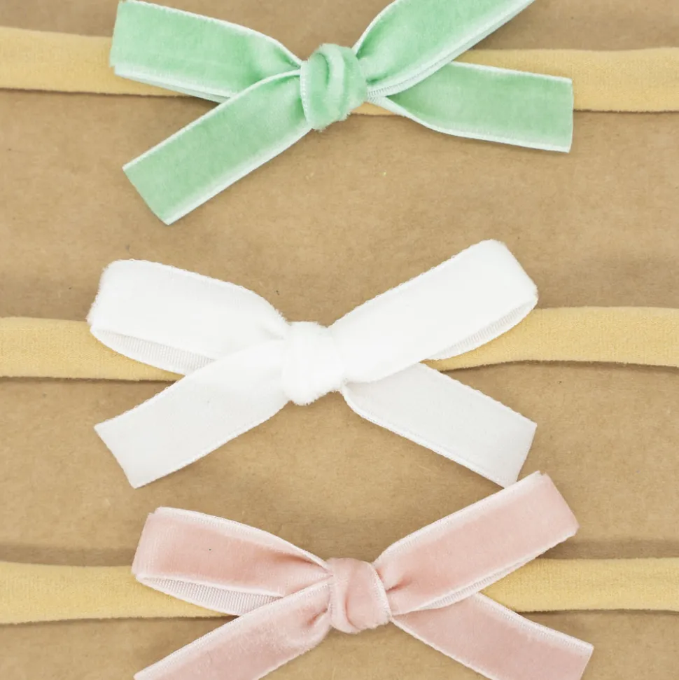 Pack diademas bebé lazo terciopelo pastel