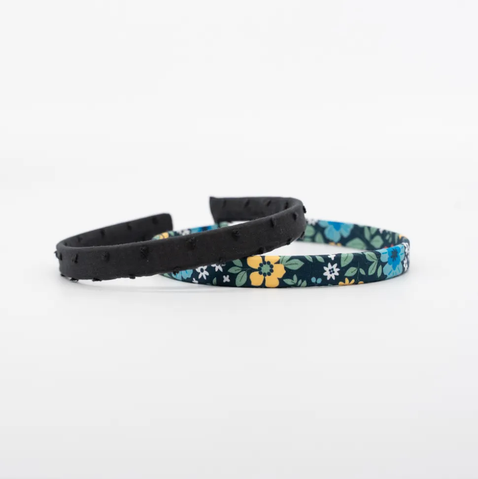 Pack diademas planas floral y negro