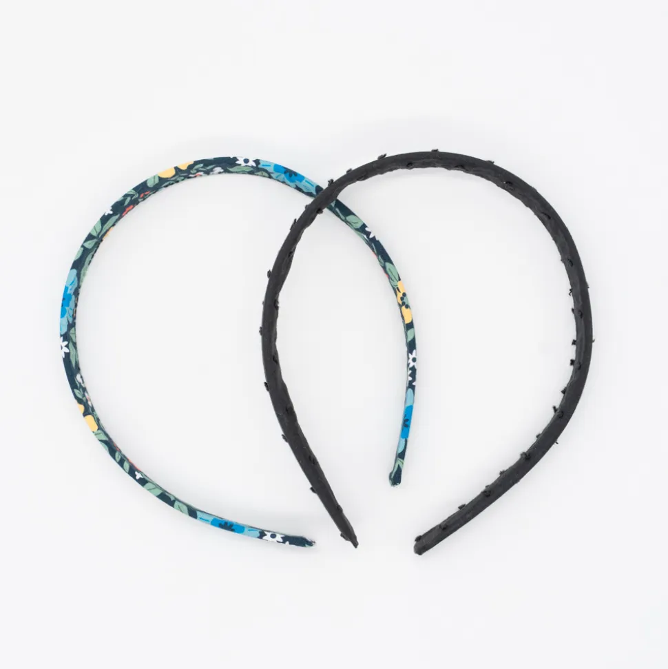 Pack diademas planas floral y negro